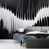 3174 / Modern Sound Wave Wallpaper, Black and White Geometric Design, Peel and Stick, Abstract Art for Bedroom, Contemporary Wall Decor - Artevella